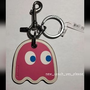 NWT COACH PAC-MAN Pink Ghost "Pinky" Keychain Bag Charm NEW
